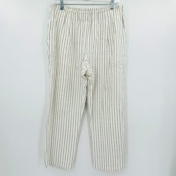 Joie Araona Porcelain Stripes Linen Blend Elastic Waist Lined XL Pull On Pants - Picture 1 of 6